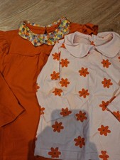 Set 2 Langarmshirts rosa Blumen und orange Gr...