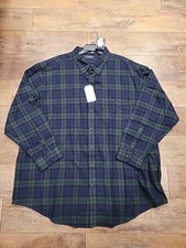 Roundtree Yorke Mens Portuguese Flannel Shirt Big 3XB Navy Green Plaid NWT
