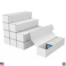 10-Pack White Cardboard Boxes for 1100 TCG, Magic, MTG & Basketball Card Storage
