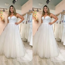 Elegant Wedding Dresses Sleeveless A Line Plus Size Sweep Train Bridal Gown