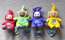 New With Tags Vintage  1996 TELETUBBIES Bean Toys Golden Bear Set 4 X  8 " Tall