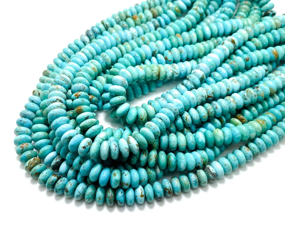 Genuine Natural Blue Arizona AAA Turquoise Rondelle Gemstone Beads PGS156 - Image 2 of 4