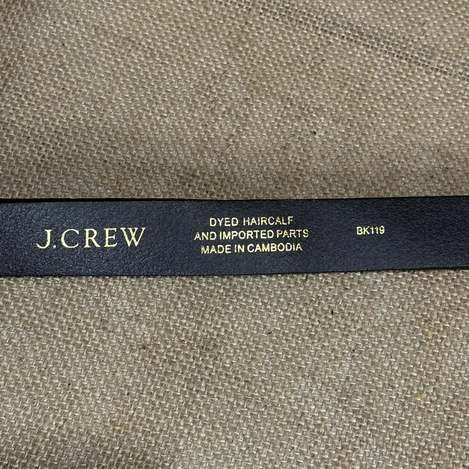 J. Cinturón Crew Mujer Medio Estampado Leopardo Teñido Pelo de becerro Cepillado Hebilla Dorada Foto 3 de 4