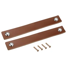 Leather Drawer Pulls, 6.7" 2Pcs Leather Furniture Handles Drawer Knob Pull Brown
