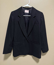 Pendleton Petite 4 Black Wool One-Button Lined Notch Lapel Blazer Jacket