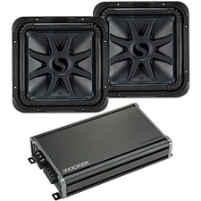 Kicker 44L7S102 Car Audio Solobaric 10" Subwoofer Pair and 46CXA12001 Amp Bundle