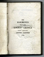 GLI ELEMENTI DELL'ARTE LOGICO-CRITICA DELL'ABBATE ANTONIO GENOVESE