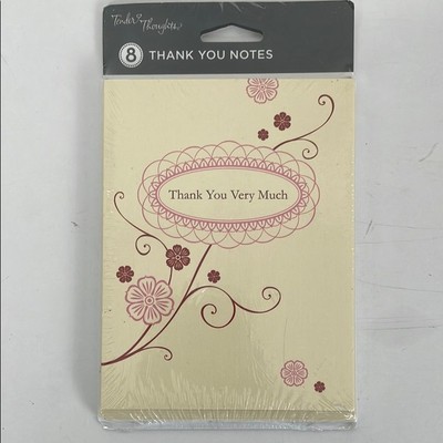 Sealed Thank You Cards 90s American Greetings Floral (8) Cream Pink Note Card