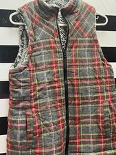 Women "maurices" Christmas Plaid Sleeveless Fuzzy Lining Vest.size M Prev.owned