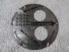 zabytkowy parkometr blaszany tarcza Ø 11cm z instrukcją obsługi pole menu 5 10 fenigów