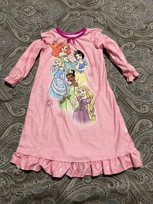 Disney Princess Nightgown Pajama Gown Sleep Shirt Girls 2T