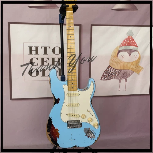 Vintage Relic ST Electric Guitar Solid Alder Body Daphne Blue w/SSS Maple Neck