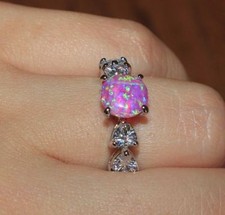 fire opal topaz ring gems silver jewelry Sz 6 7.5 7.75 engagement cocktail band