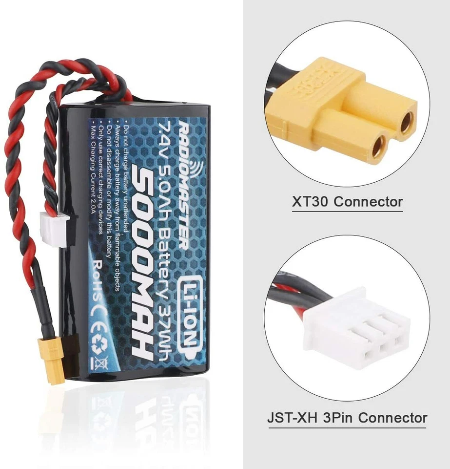 7,4 V 5000 mAh 2S Li-Ion Batterie mit XT30-Stecker für RadioMaster TX16S Sender - Bild 4 von 4