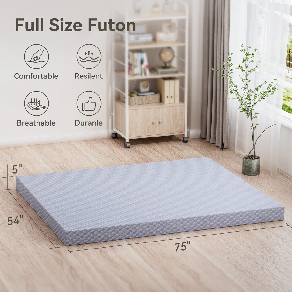 Colchón futón de espuma viscoelástica tamaño completo H&ZT 75x54x5" y cubierta extraíble lavable Foto 2 de 4