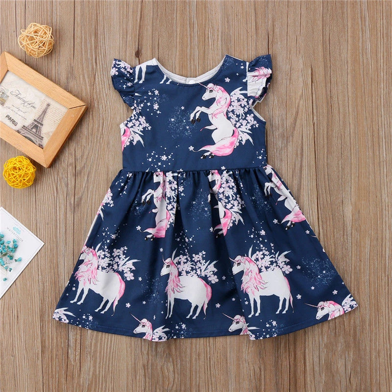 Toddler Kid Baby Girls Unicorn Party Pageant Dress Tops Pants Outfits Clothes - Image 3 of 4