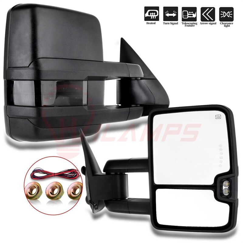 Pair For 99-02 Chevy Silverado Sierra Power Heated LED Signal Tow Mirrors