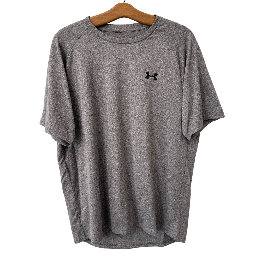 Under Armour Tech Short Sleeve T Shirt Mens L Crewneck Gray Polyester Athleisure