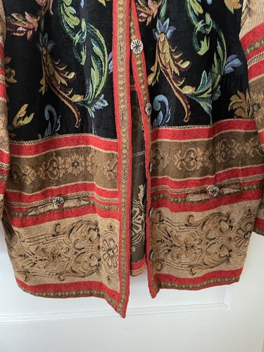 Sag Harbor Jacket Womens 16W Baclk Red Green Tapestry Button Up Cardigan Ladies - Picture 3 of 4