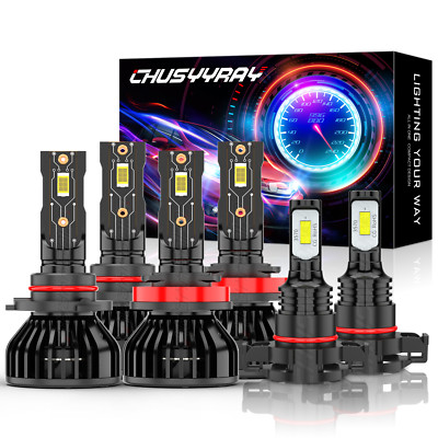 Para For 2007-2014 Chevy Suburban Tahoe 6x 6000K LED Faro + Fog Light Bulbs Kits