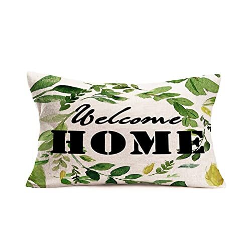 Green Leaves Wreath Garland Throw Pillow Covers Quotes Cotton