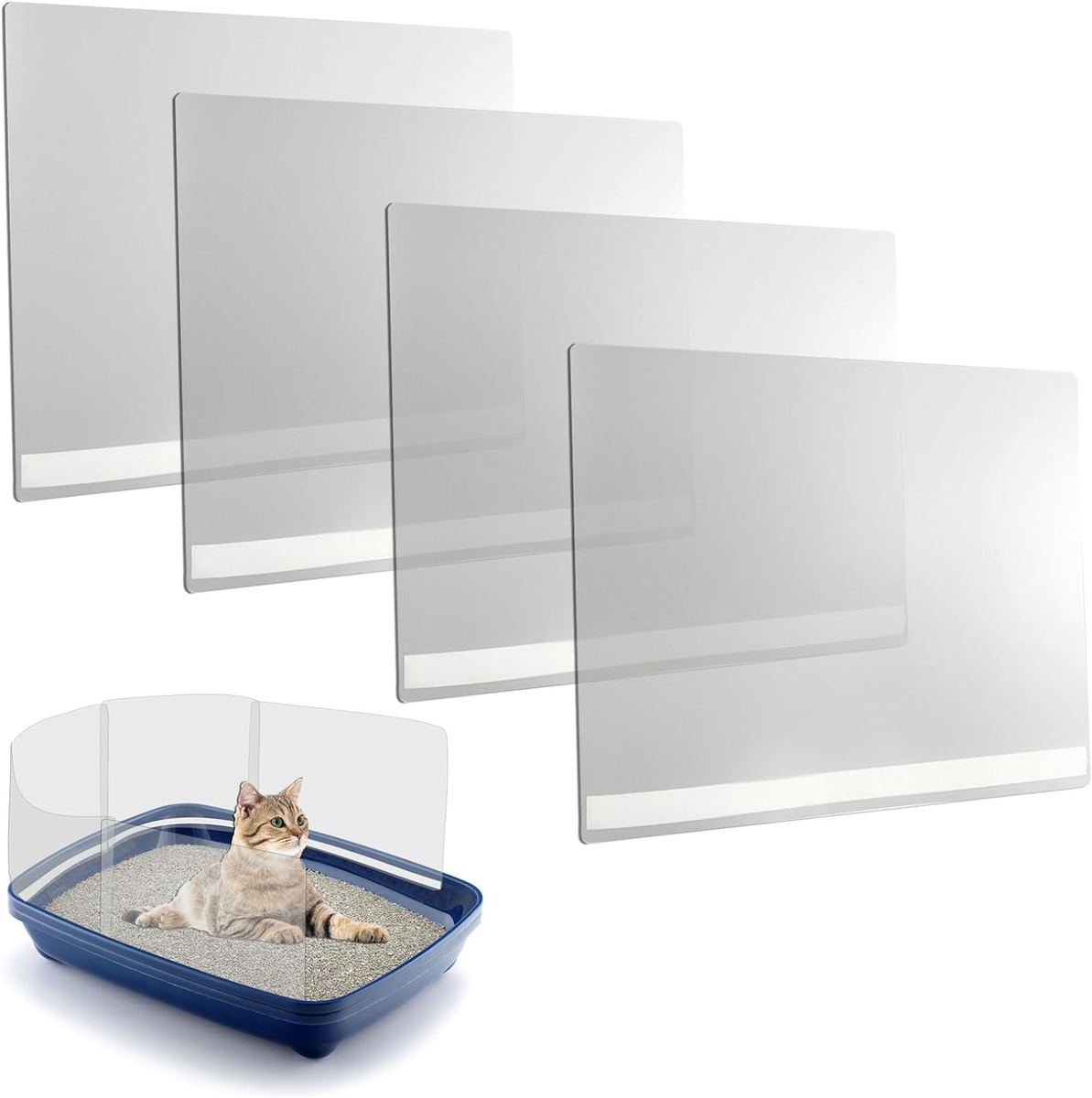 Pcs Cat Litter Box Pee Shields, Easy Clean Anti-Splashing