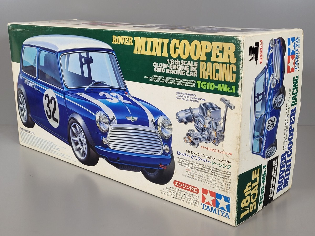 New Vintage Tamiya 1/8 R/C TG10 MK1 Rover Mini Cooper Racing Glow