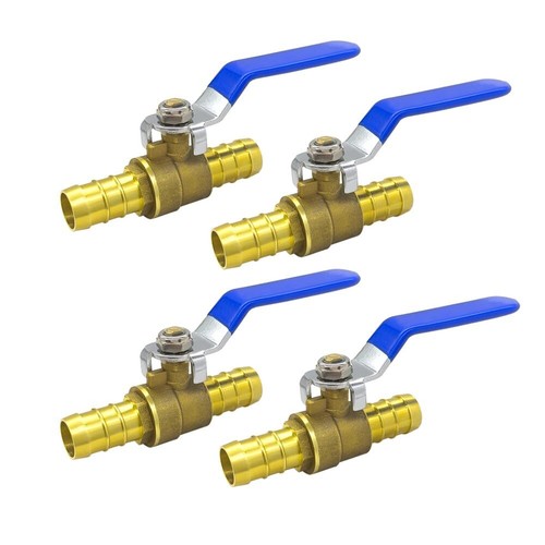 4PCS 3/4" PEX Ball Valve Brass Full Port Water Shut Off for Plumbing Projects