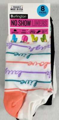 Pairs Ladies Burlington No Show Liner Socks Cotton Colorful Shoe Sz 4-10 - Main Image