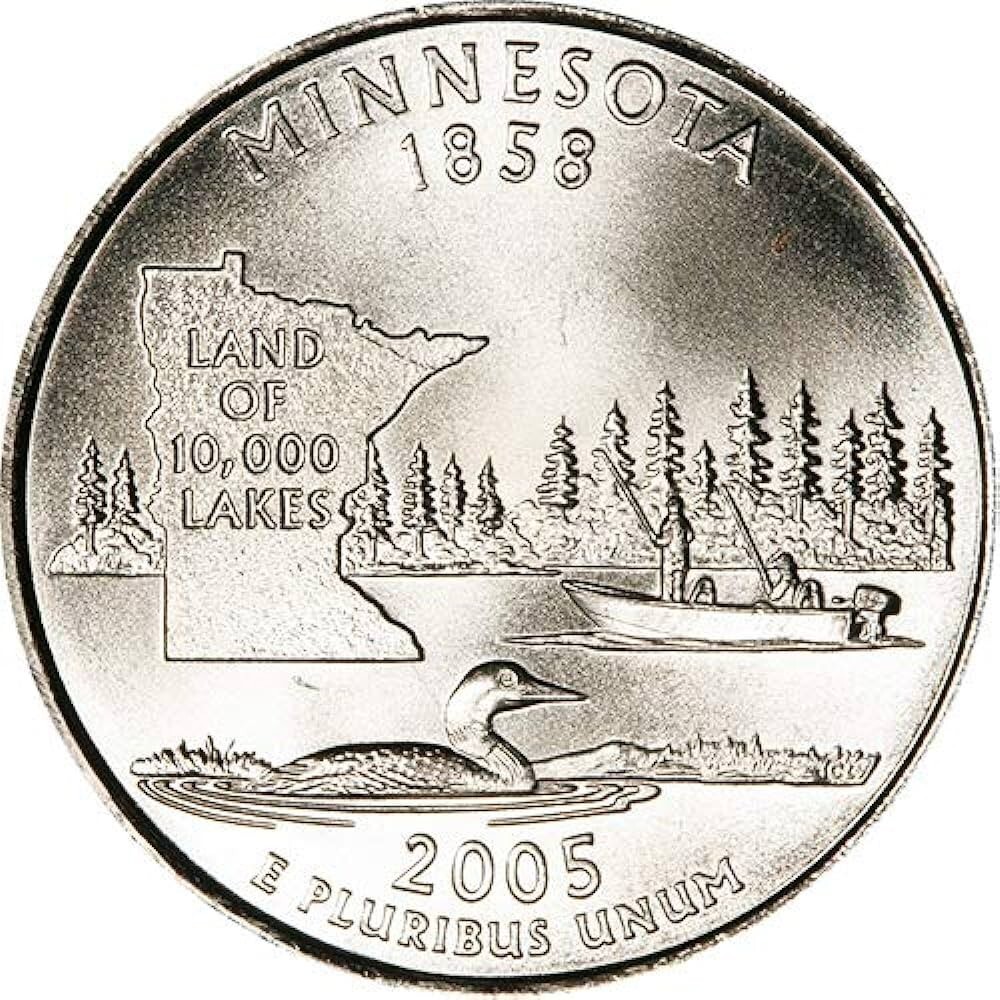 2005 P Minnesota State Quarter Cent Coin From US Mint 25 Cents