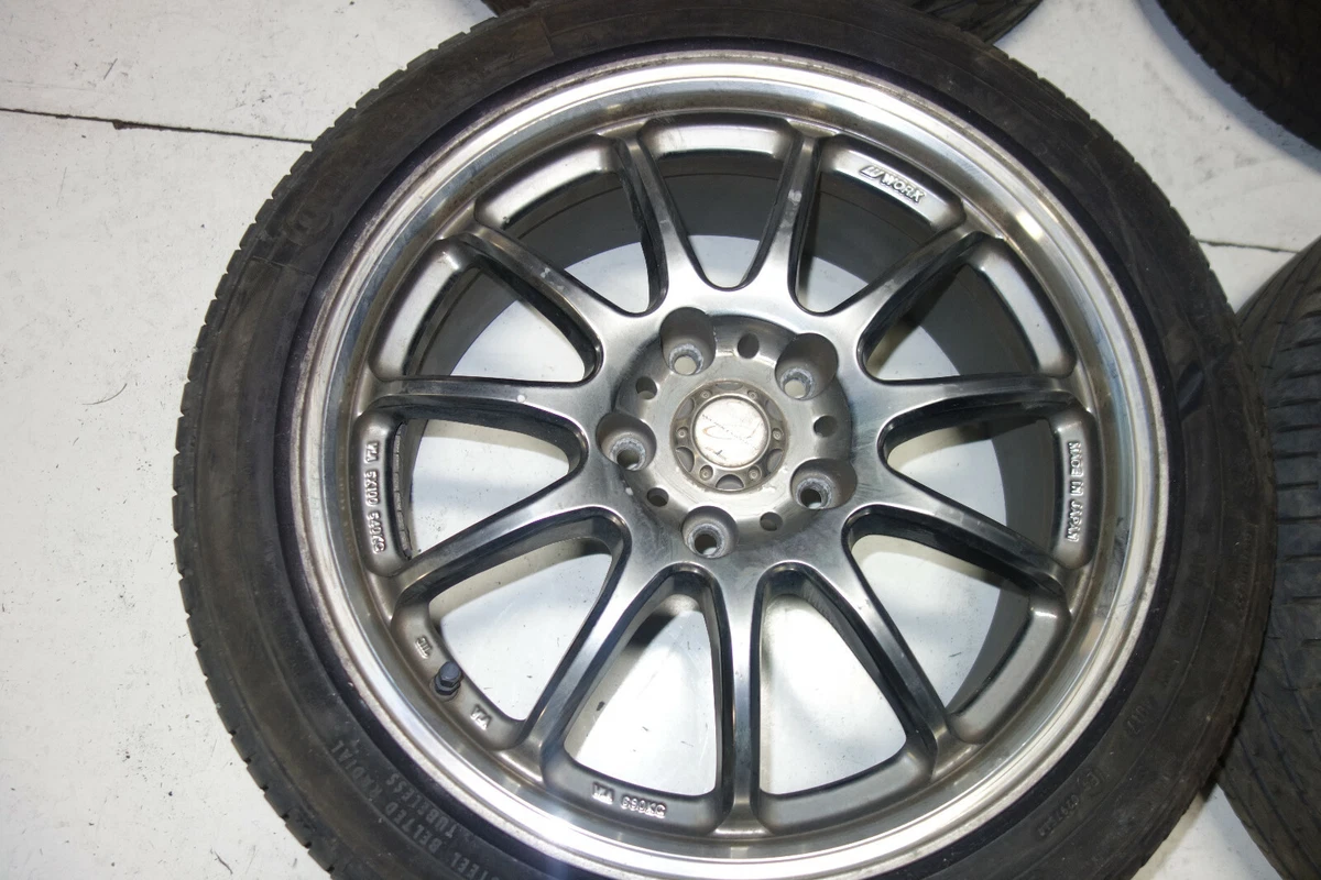 JDM Work Emotion 11r Rims Wheel Tires Genuine Center Caps 17x7 +47 5x114.3