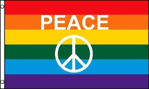 3x5 peace sign rainbow flag outdoor indoor banner gay pride
