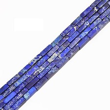 Dark Blue Sea Sediment Jasper Rectangle Tube Beads 4x13mm 15.5" Strand