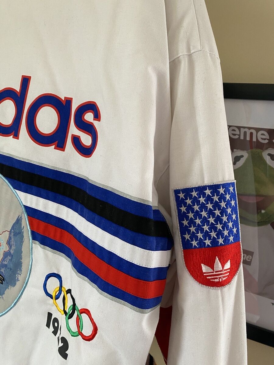 Vintage 80s Adidas Winter Olympics Zip-Up Jacket with all Vintage 80s Adidas Winter Olympics Zip-Up Jacket with all
