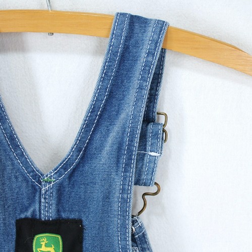 John Deere Bib Overalls Boys Sz 5 Medium Wash Blue Jean Denim with Logo Farmer - Picture 6 of 7
