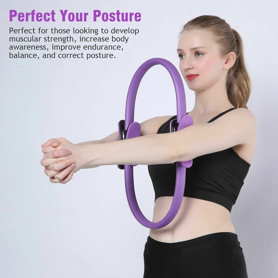 Anel de Pilates Yoga Círculo Fitness Body Trainer Bandas de Resistência Exercício Yoga Kit - Imagem 4 de 4