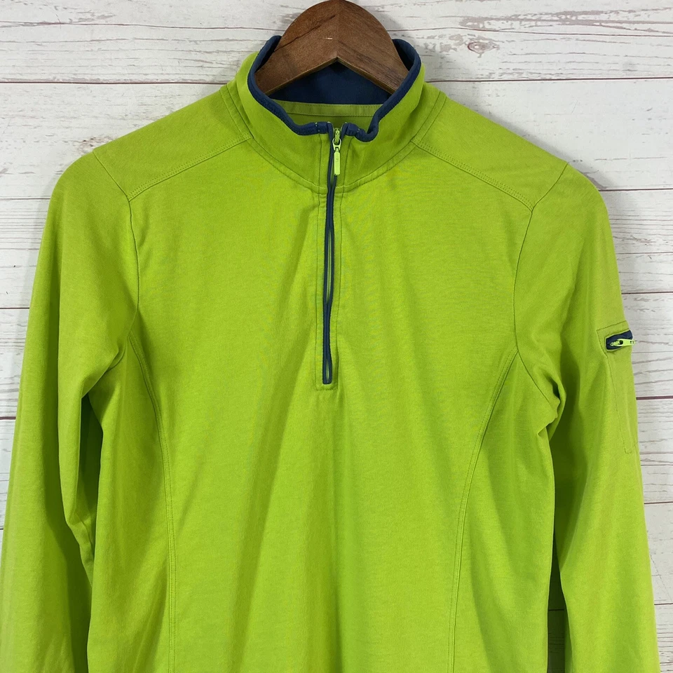 Top deportivo Horny Toad para mujer 1/4 cremallera manga larga pequeño verde cuello falso Foto 2 de 4