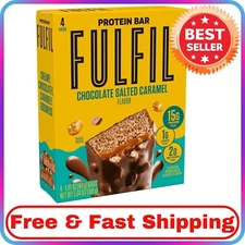 FULFIL Nutrition Vitamin & Protein Nut Bars, Chocolate Salted Caramel Flavor, 4-