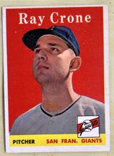1958 Topps Ray Crone Baseball Card #272 Giants Low-To-Mid-Grade VG