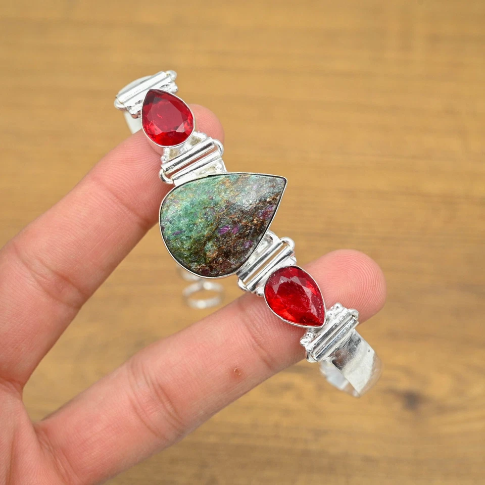 Ruby Fuchsite Garnet Bracelet 925 Sterling Silver Natural Handmade Bracelet - Image 2 of 4