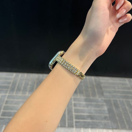 Double Row Diamond Chain Bling Watch Band Bracelet For Apple Watch Series 10/9/8 - Picture 7 of 12