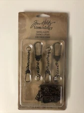 Idea-Ology Metal Swivel Clasp W/Chain 2.78" To 3.75" 12/Pkg-Antique Nickel,Brass