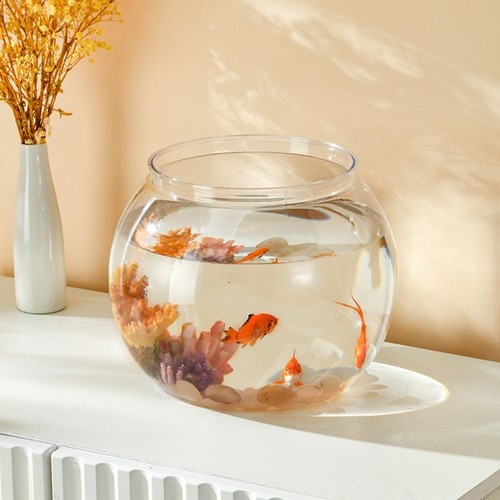 Plastic Transparent Round Fish Tank Desktop Aquarium Bowl small aquariums - Picture 3 of 16