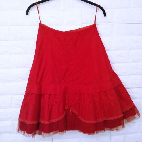 Vintage 50-60s Cherie Original USA-Cali Taffeta Crinoline XS(0/4) Tulle Bow Red - Picture 6 of 10