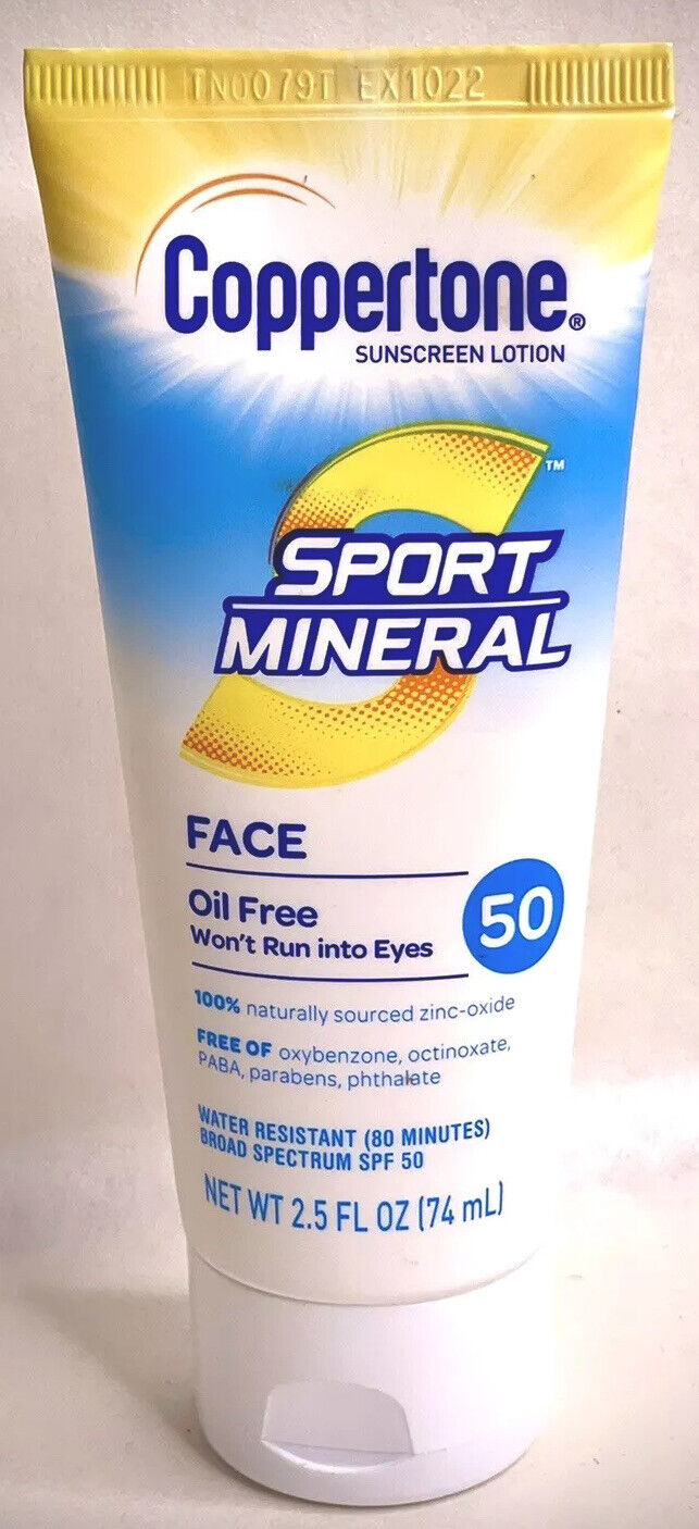 Coppertone Sport Mineral Sunscreen Face Lotion - SPF 50 - 2.5 fl oz Exp 10/2022
