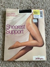 Vintage JC PENNEY Sheerest Support PANTYHOSE Size SHORT Off Black Sandalfoot NEW