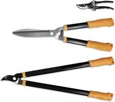 3 Piece Combo Garden Tool Set with Lopper Hedge Shears Pruner Shears Garden Kit