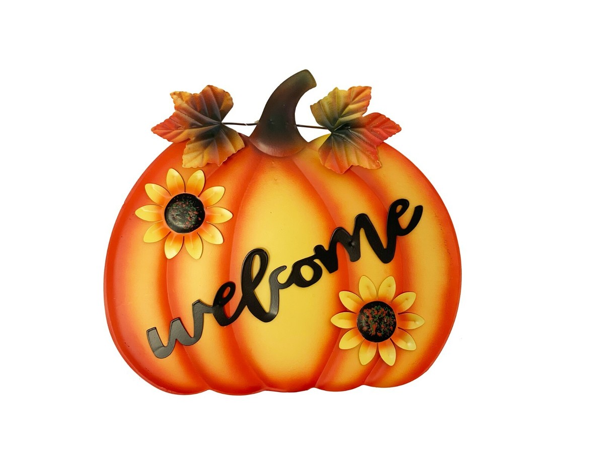 Metal Standing Pumpkins Tabletop Welcome Sign Pumpkin Indoor  display picture 1