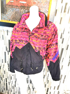 CB Sports Jacket Women's Size 10 Vintage 80s Multicolor Nylon Ski