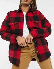 Dickies Plaid Sherpa Chore Jacket Black Red Check Streetwear Skate Rrp £105